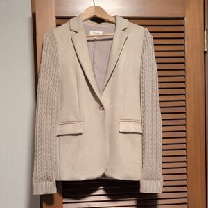 Splendid Suede Blazer with Cable Knit Sleeves